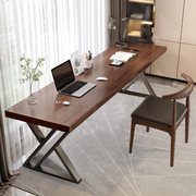 实木书桌现代简约工业风loft松木写字桌，台式电脑桌办公室办公桌子