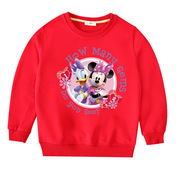 迪士尼男女童穿搭春秋冬米妮米奇卫衣长袖T恤红色新年宝宝中小童