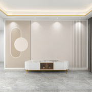 新中式电视背景墙布定制客厅浮雕格栅影视墙装饰壁画自粘房间壁纸