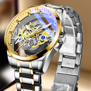 全自动机械表双面镂空手表，男士防水夜光精钢透明个性男表精钢品牌