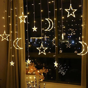 LED星星月亮窗帘灯彩灯串灯闪灯电池盒usb创意卧室装饰灯