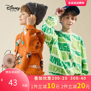 迪士尼童装男童圆领卫衣，春秋款2024新中，小童加绒套头上衣
