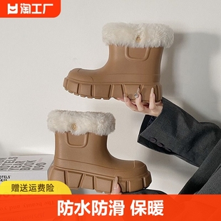 2023冬季可外穿雪地靴包根保暖棉拖鞋女士防滑防水包跟鞋面