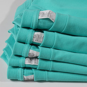 250g重磅水绿色纯棉长袖T恤男女bf风湖蓝色宽松纯色打底衫上衣潮