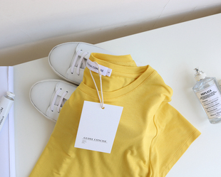 Guoxi定制 夏日 柠檬黄色明媚显白清新活力大圆领短袖t恤