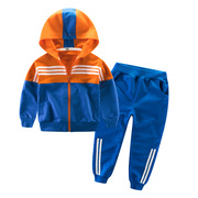 韩版童装男童运动套装2024秋季外套，两件套拼色中小童卫衣潮