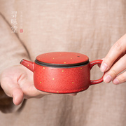 柿红釉点金汉瓦壶|复古手工，小茶壶中式陶瓷功夫茶具家用泡茶单壶