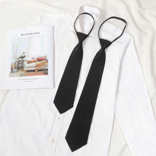 jk日系男女学生懒人拉链领带，学院风免打衬衫，正装8cm黑色领带装饰
