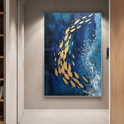 纯手绘玄关装饰画现代简约抽象金箔画客厅卧室挂画立体样板房壁画