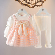 女童连衣裙套装秋季婴儿童洋气时髦衣服女宝宝春秋公主裙子两件套