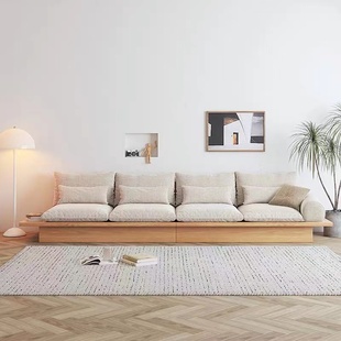 日式沙发实木客厅小户型北欧简约储物三人地台布艺原木侘寂风沙发