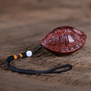 赞比亚血檀木雕富甲天下乌龟壳手把件文玩红木雕刻工艺品龙龟挂件