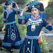 广西壮族服装女三月三民族演出服饰少数民族服装成人壮锦刺绣长裙