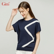 Gitti/吉蒂时尚大码蝙蝠袖毛衫女圆领显瘦弹力针织T恤G221448