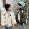 韩系童装儿童带帽拼色棉衣冬季男女童，加绒加厚保暖休闲外套潮