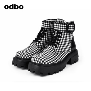 odbo/欧迪比欧原创设计厚底增高马丁靴女秋装百搭高邦鞋