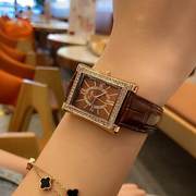 诗高迪方形石英女士手表时尚，镶钻罗马复古手表女气质风皮表带