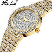 手表2562时尚潮流镶水钻表带女士，石英手表时装腕表missfox品牌