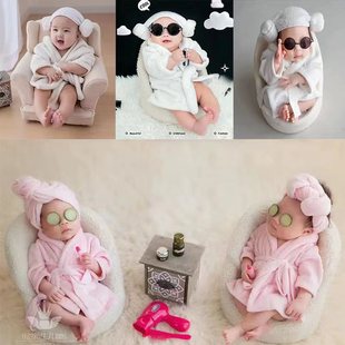 宝宝拍照服装满月照婴儿，百天艺术照衣服饰，新生儿摄影道具浴袍套装