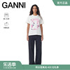 GANNI女装 图案印花白鹭色纯棉圆领短袖T恤 T3886135