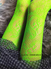 荧光绿丝袜蕾丝性感渔网，袜女夏季超薄款，镂空龙纹花纹辣妹连裤袜女