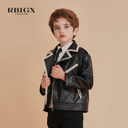 RBIGX瑞比克童装男童儿童帅气休闲大小童设计感外套潮机车皮衣