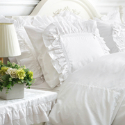 白色公主床品酒店，适用纯棉全套组合床上用品四件套，北欧风夏季