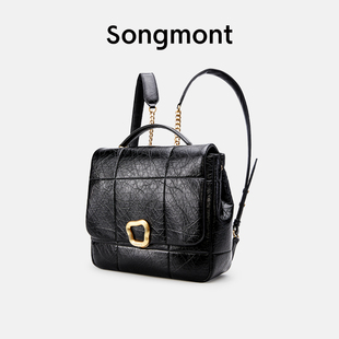 songmont巧克力系列双肩，包设计师头层牛皮大容量，13寸电脑背包