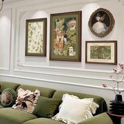 沙发背景墙壁画美式客厅装饰画2023复古油画玄关法式挂画组合