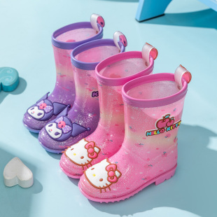 三丽鸥库洛米儿童雨鞋，女童水晶雨靴幼儿园，宝宝卡通女孩防滑水鞋