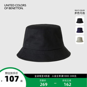 benetton贝纳通，意大利品牌中性，渔夫帽棉质帆布刺绣