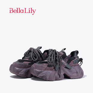 BellaLily2024春季复古做旧老爹鞋女增高松糕鞋欧美脏脏鞋子
