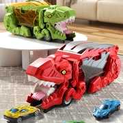 恐龙吞食车停车场儿童益智玩具，男孩小火车，轨道滑行汽车3-6岁4礼物
