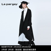 纳帕佳长款外套2024春季女式黑色长袖休闲宽松设计感小众上衣