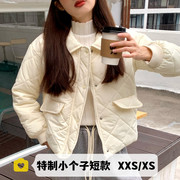 145小个子小码女装150冬季韩版短款修身菱格棉服外套羽绒棉衣XS码