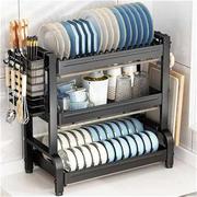 纯不锈钢厨房碗架碗柜沥水置物架家用台面放碗碟盘子筷勺收纳盒