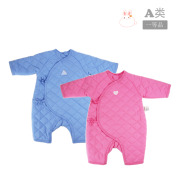 小米米minimoto新生儿绗缝夹棉长袖，和式纯棉连身衣冬季宝宝爬行服