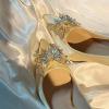 婚鞋秀禾婚纱两穿蝴蝶结，法式新娘香槟色公主，高跟鞋不累脚水钻气质