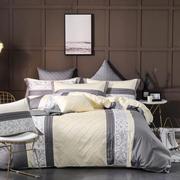 棉刺绣床单被套格四件套1.8m2.0米床上用品纯全美式拼接款欧式