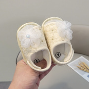 夏季女宝宝凉鞋蕾丝花朵婴儿鞋子软底防滑学步鞋透气公主鞋0-1岁
