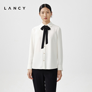 lancy朗姿2024春季长袖修身气质通勤白衬衫，女基础百搭高级感