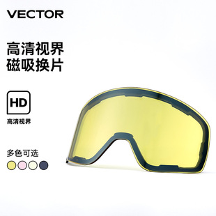 vector滑雪眼镜片，替换片夜滑专用吸磁雪镜片
