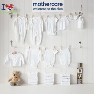 英国Mothercare新生儿婴儿全棉纯棉白色长短无袖三角包屁衣连体衣