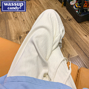 WASSUP CANDY薄款白色裤子男夏季宽松直筒裤潮流垂感休闲长裤