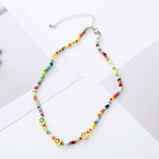 亚马逊跨境彩色简约时尚欧美风米珠项链ins可爱小清新锁骨链