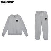 UHBALLER灰色运动套装美式篮球卫衣卫裤春季纯棉无帽男女