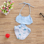 外贸夏季ins婴幼女童游泳可爱西瓜花边吊带连体时尚泳衣童装