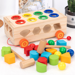 宝宝早教益智玩具几何形状配对颜色认知六面体智力盒幼儿立体积木