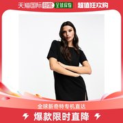 香港直邮潮奢 ASOS 女士设计一字领露肩宽松款T恤连衣裙(黑色)