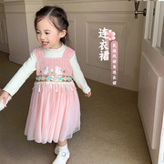 陈大猪女宝宝连衣裙冬装，2023小童洋气时髦吊带，连衣裙婴儿裙子
